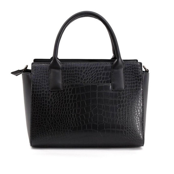 French Connection Jessamy Croco Satchel Black NWT - Picture 6 of 8